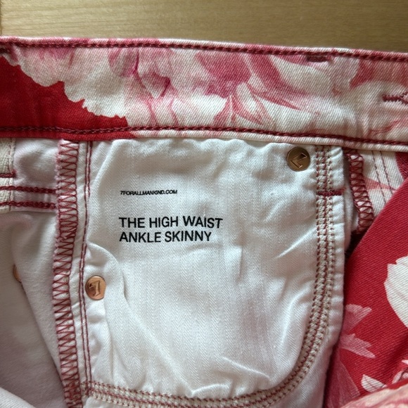 NWT 7 For All Mankind The High Waist Ankle Skinny Floral Print Jeans, 26 - Picture 10 of 12